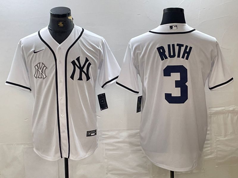Men New York Yankees 3 Ruth White Third generation joint name Nike 2024 MLB Jersey style 2